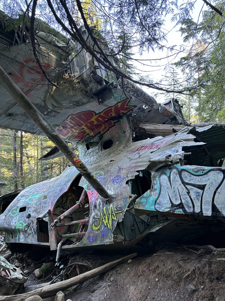 Wreckage of the Tofino Plane Crash hike in the forest on Vancouver Island