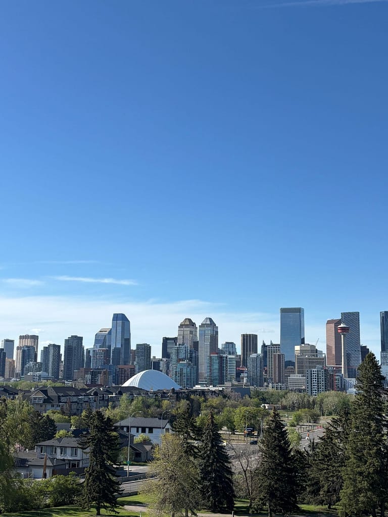 The beautiful Calgary skyline the night before my Marathon in Canada